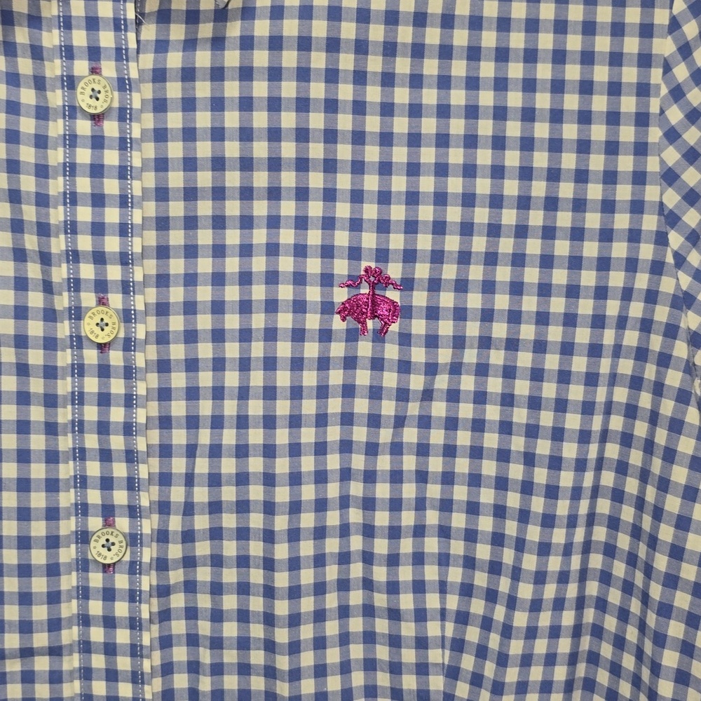 Brooks Brothers 1818 Blue White Checked Long Sleeve Shirt Womens Size 4 - Picture 3 of 13